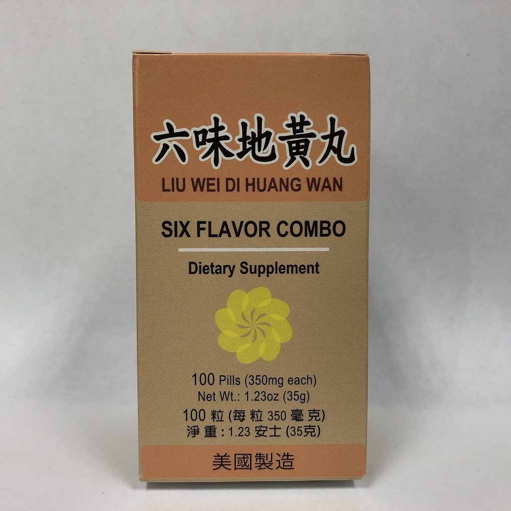 Six Flavor Combo :: Liu Wei Di Huang :: Suplimentul plantei pentru Ameţeală, Transpiraţie, Tinitus :: Made in USA