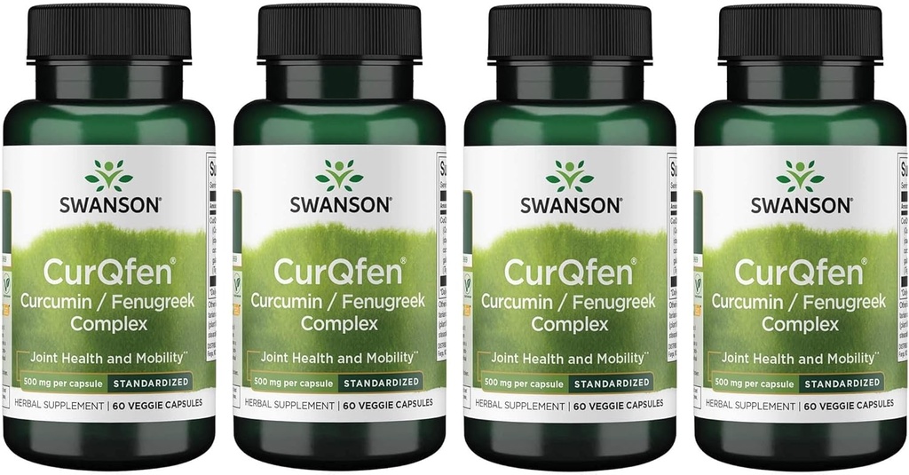 Swanson Controlled Release Curqfen Curcumin/Fenugreek Complex 60 Veg Capsule (4 Pachet)