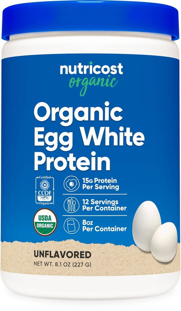 Nutricost Organic Egg White Proteine Powder 8 oz (Nearomated) - 15 Grams Proteine Per Serving, OMG-free, Gluten Free