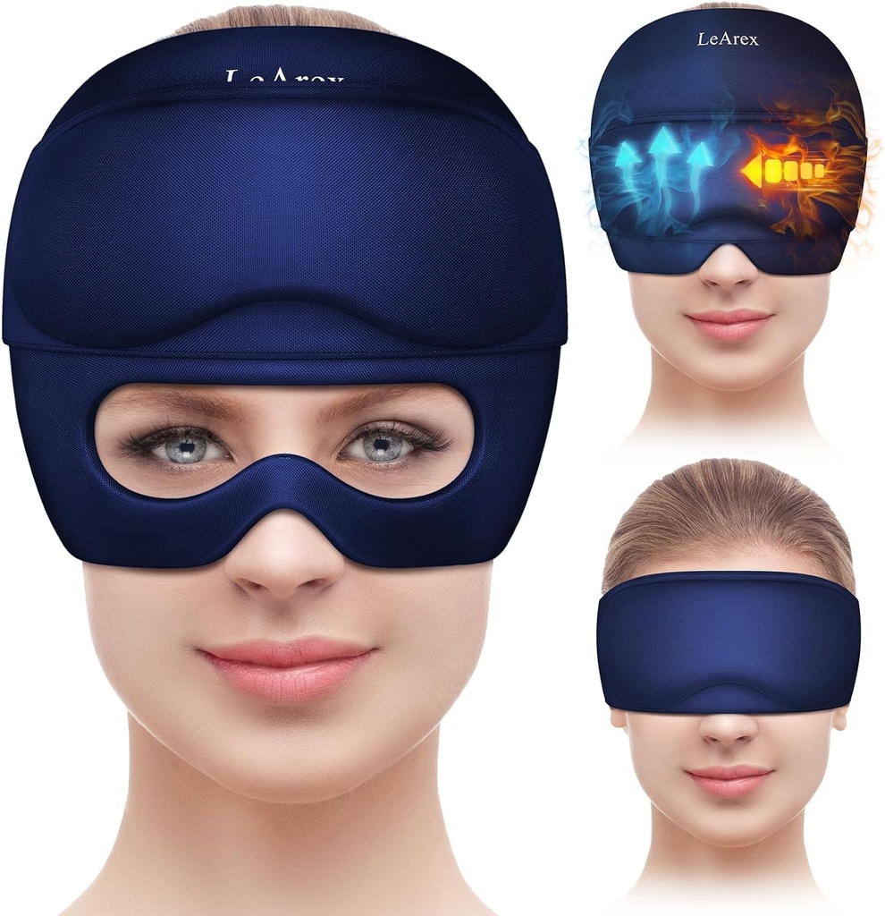 Migrenă Capac de ajutor cu ochi Gel Masca, Cap de gheaţă Cap de ajutor Cap de gheaţă Wrap cald şi rece Pălărie de terapie, Capac de Migrenă Gel Cap pentru dureri de cap Puffy Eyes Sinus şi Tensiuni Stress Relief (Blue)