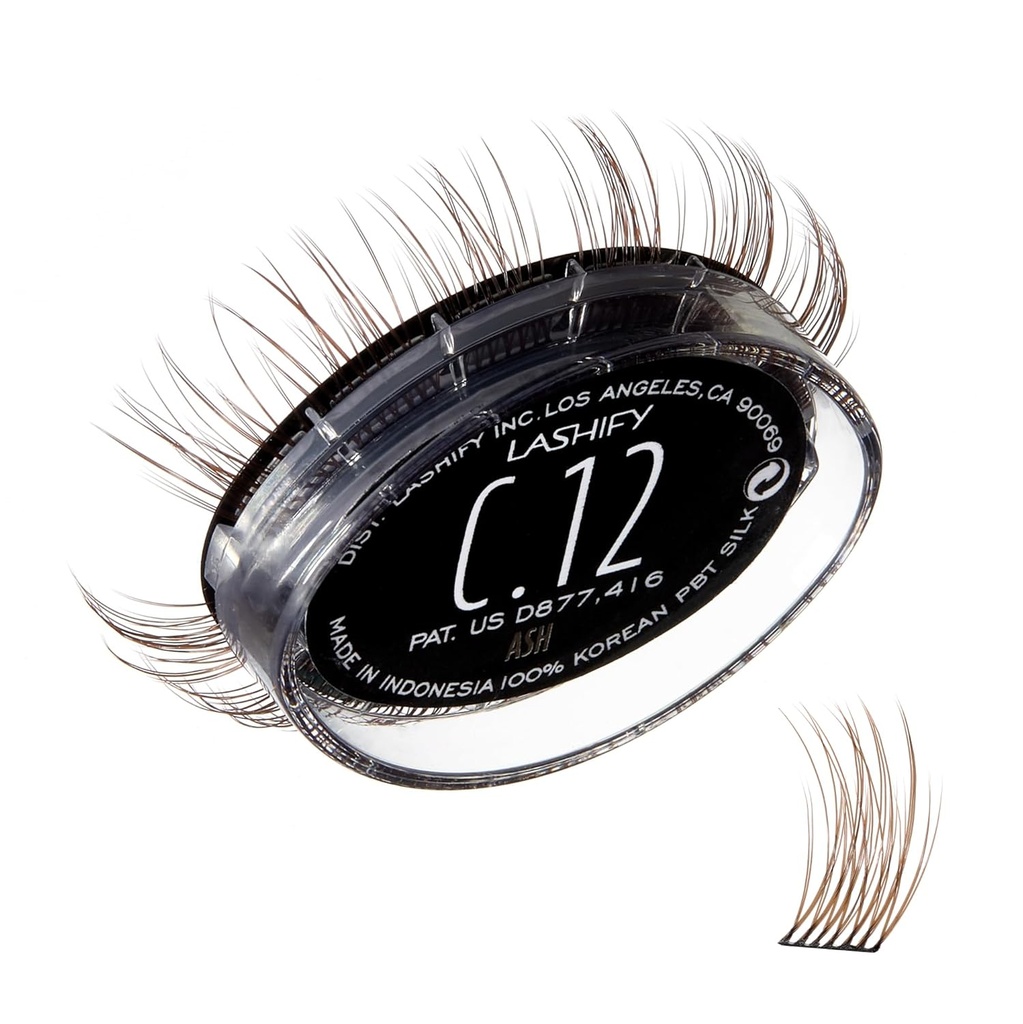 Lashify Curl 12mm Gossamer Extensii geană Refill, Ash Culoare, DIY Lashes false pentru un aspect natural