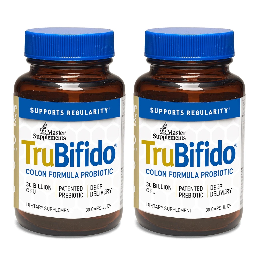 Suplimente Master TruBifido - 30 capsule, pachet de 2 - Probiotic puternic pentru sănătate și energie de colon - Booster imunitar, susține regularitate - Gluten gratuit - 60 de serviri totale