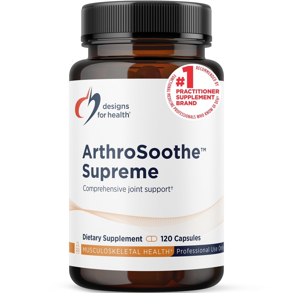 Proiectări pentru sănătate ArtroSoothe Supreme - Supliment comun de suport pentru adulți cu glucosamină sulfat, Querbetin, verde cu vârf Mussel, MSM, chinez Skullcap + More - Non-GMO (120 capsule)