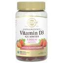 Solgar Vitamina D3 Gume pentru adulți 5000 UI Ultra Potență Vitamina Imuna Sistem de sprijin pentru femei și bărbați - Aroma de căpșuni gustoase, gluten și gelatină Gummy gratuit, 2 lună de aprovizionare, 60 serviri, 2g zahăr
