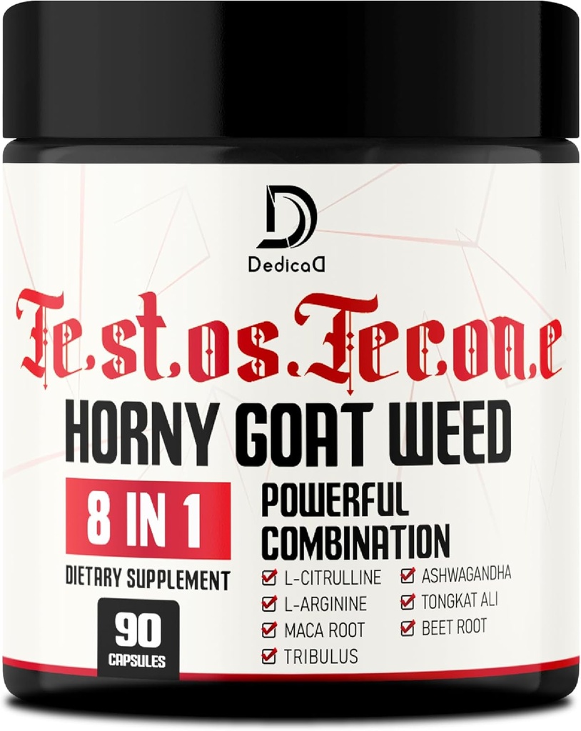 90 Capsule - 8in1 Buruieni de capră excitată pentru bărbați, Tribulus Terrestris, L-Arginine, Maca Root, Tongkat Ali, rădăcină de sfeclă - energie Workout Suport de rezistență musculară