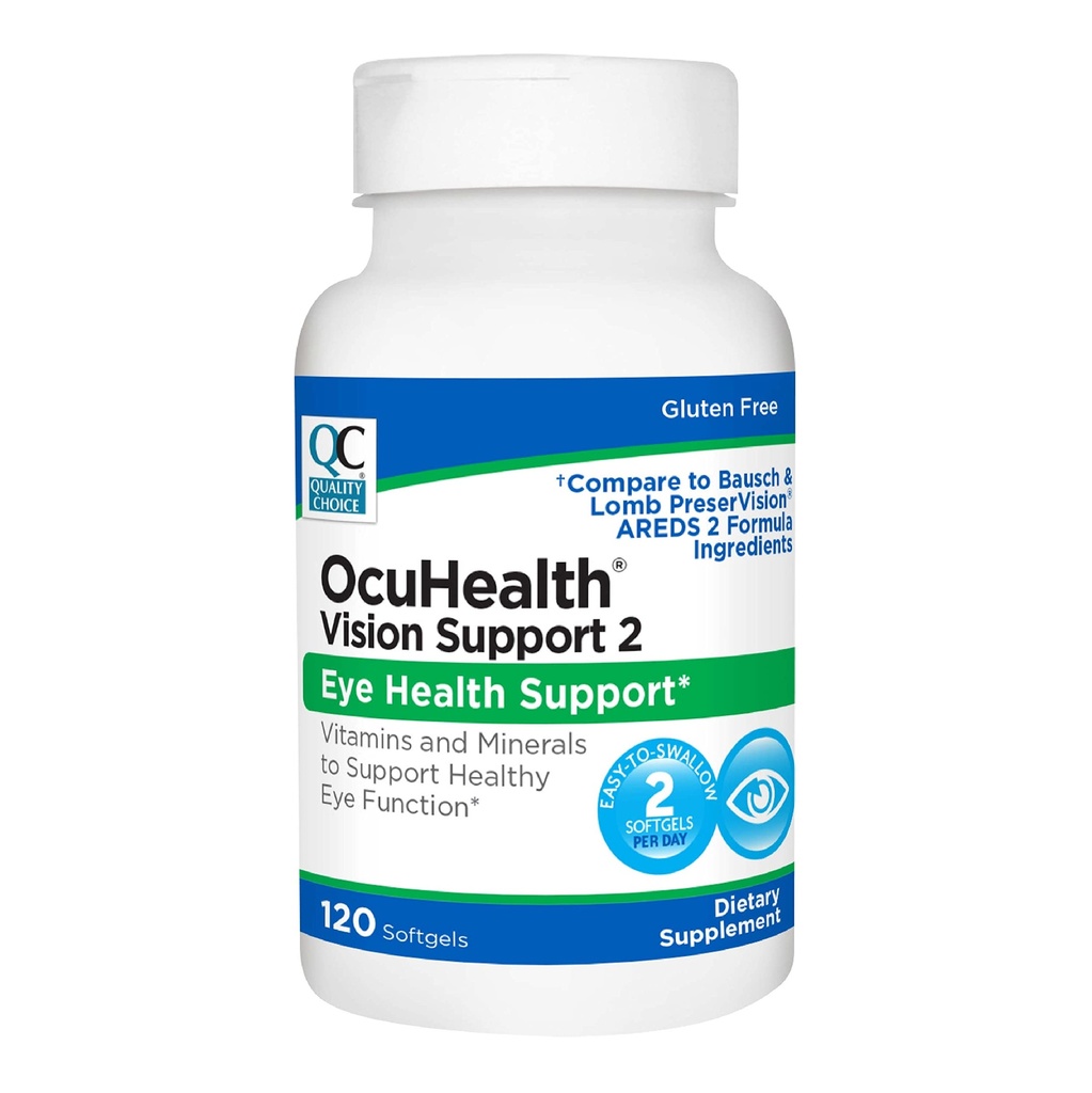 Cality Choice Ocuhealth, Eye Health Vission Support 2 Vitamina & Minerale Supplement Softgels, 120 Conte Botts