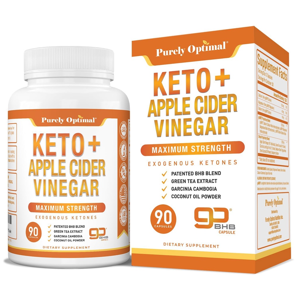 Doar Optimal Keto BHB & Apple Oțet capsule - Exogene Cetone Supliment cu Mama pentru suport Ketoza, stil de viață sănătos & general bine-Fiind - 90 capsule