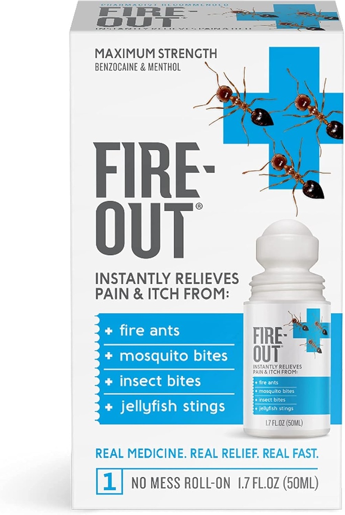 Ajutor instant de prim ajutor durere de la furnici de foc și Bug Bites, 1.7 Ounce Roll-On