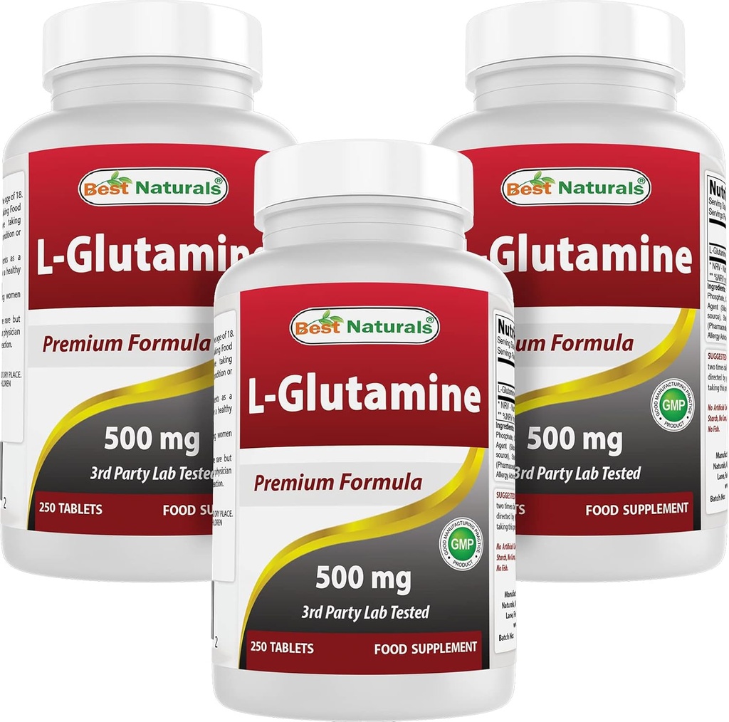 Cele mai bune naturale L-Glutamine 500mg, 250 comprimate (250 Număr de 3)