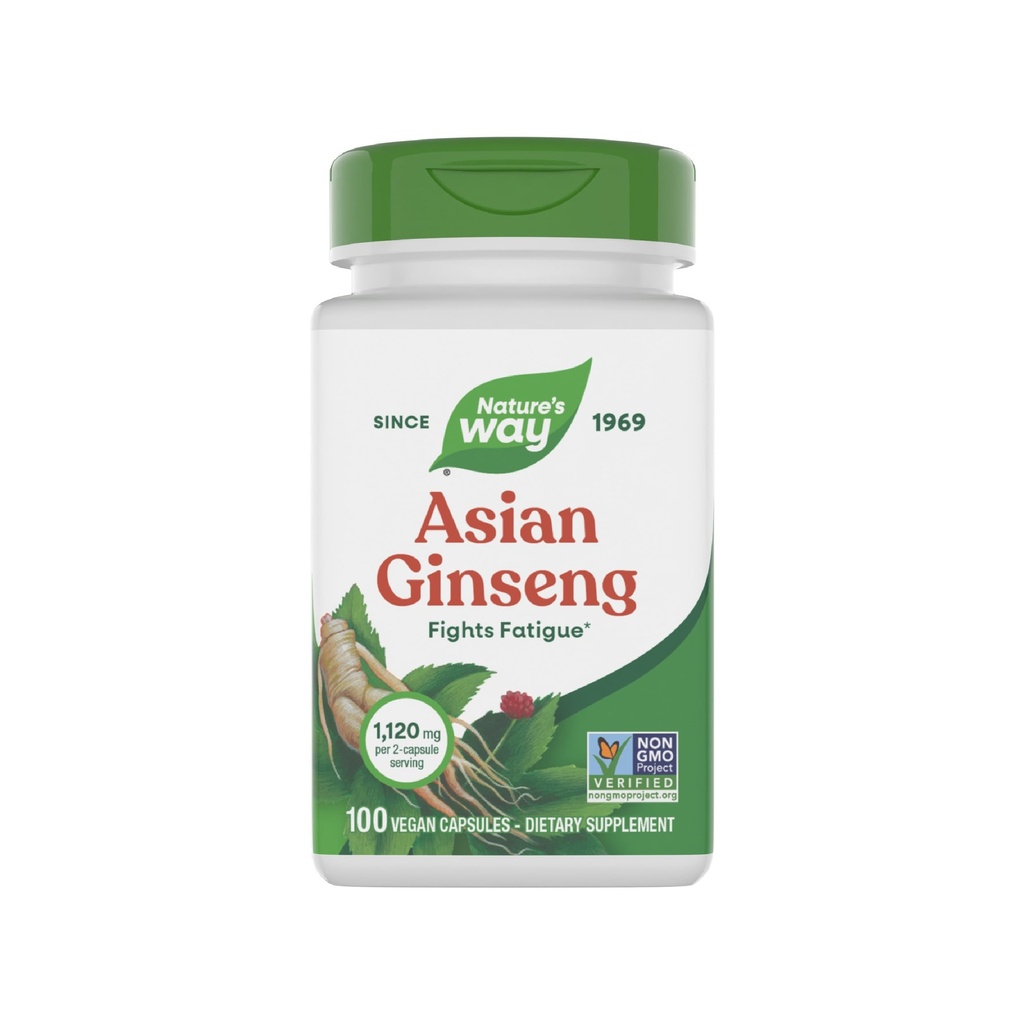 Natura's Way Asian Ginseng, Lupte Fatigabilitate*, 1,120 mg Per 2-capsule Serving, Non-GMO Proiect verificat, Vegan, 100 Capsule (Packing May Vary)