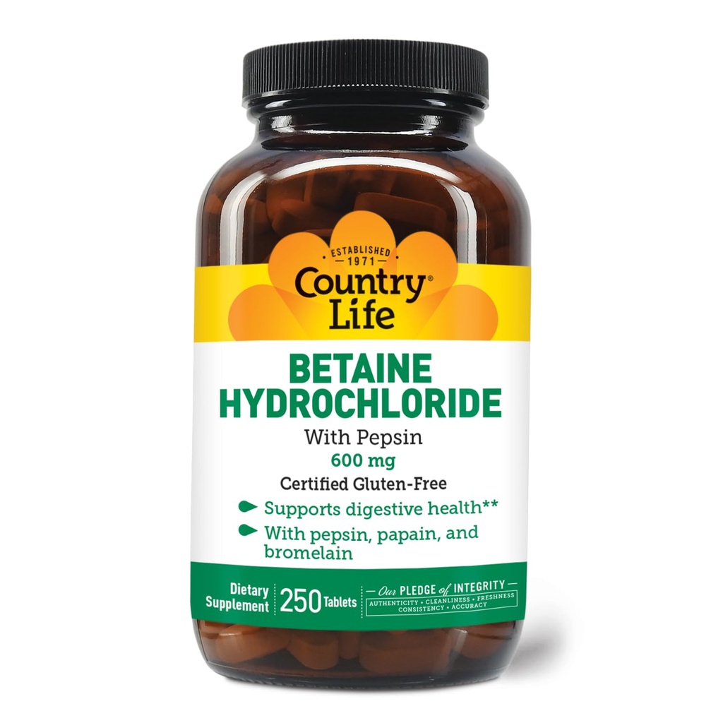 Viaţă de ţară Betaine clorhidrat cu pepsin 600 mg - 250 comprimate