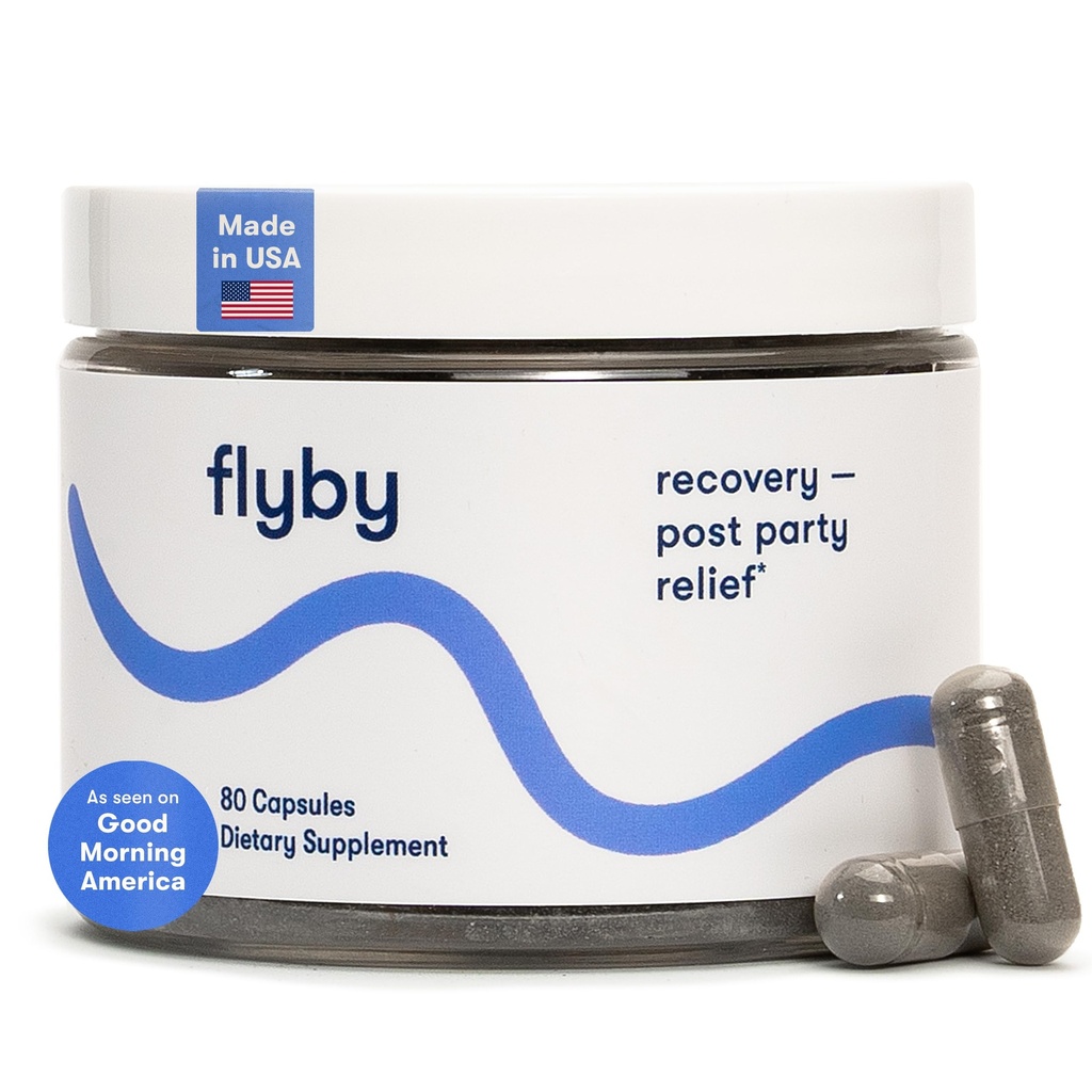 Suplimentul de recuperare Flyby - Toate Hang, fără Peste!TM - cu Thistle lapte, vitamina C, Charcoal activat, și Oțet de cidru de mere - Pre & Post Formula de băut (80 Conte)