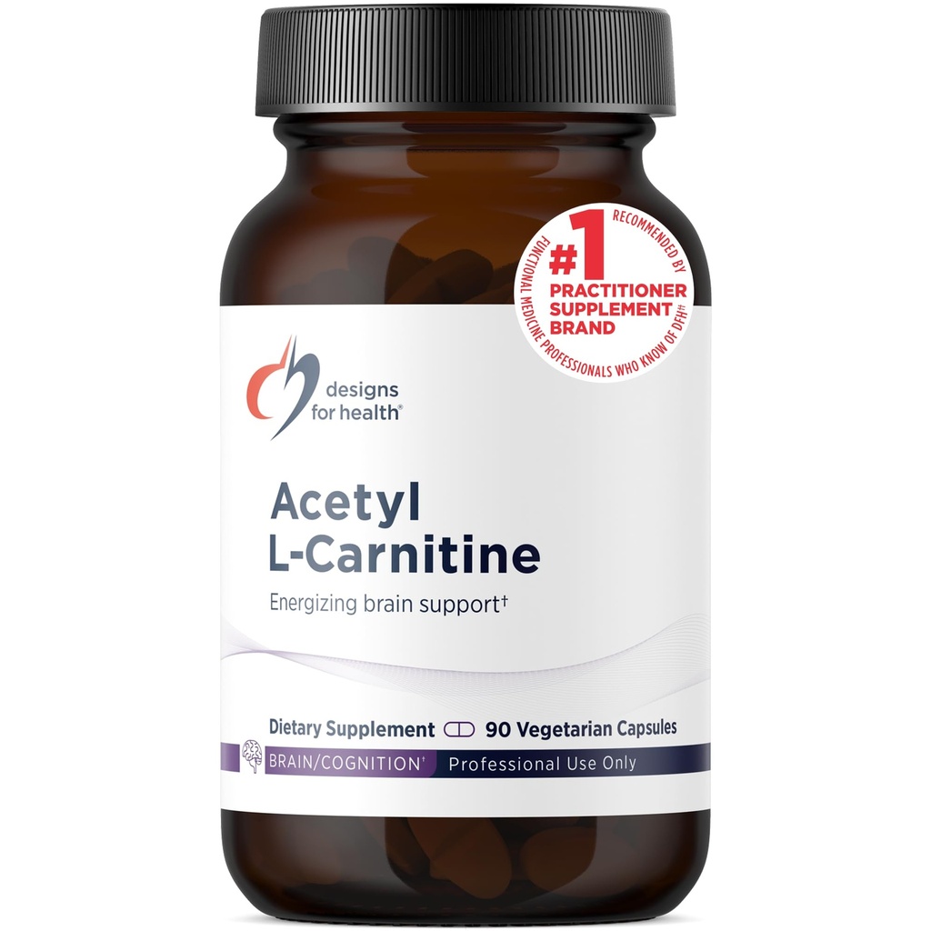 Design-uri pentru sănătate Capsule Acetil L-Carnitina 800mg - Energizare Brain Support - non-GMO, Vegetarian Acetil L-Carnitina HCl Supliment (90 capsule)