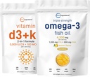 Micro Ingrediente Vitamina D3 5.000iu + K2 100mcg Softgels & Omega-3 Ulei de pește 120 Softgels Bundle 2 Pack 