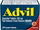 Advil Pain Reliever și Reductor de febră, Ibuprofen 200 mg pentru ameliorarea durerii - 24 comprimate filmate