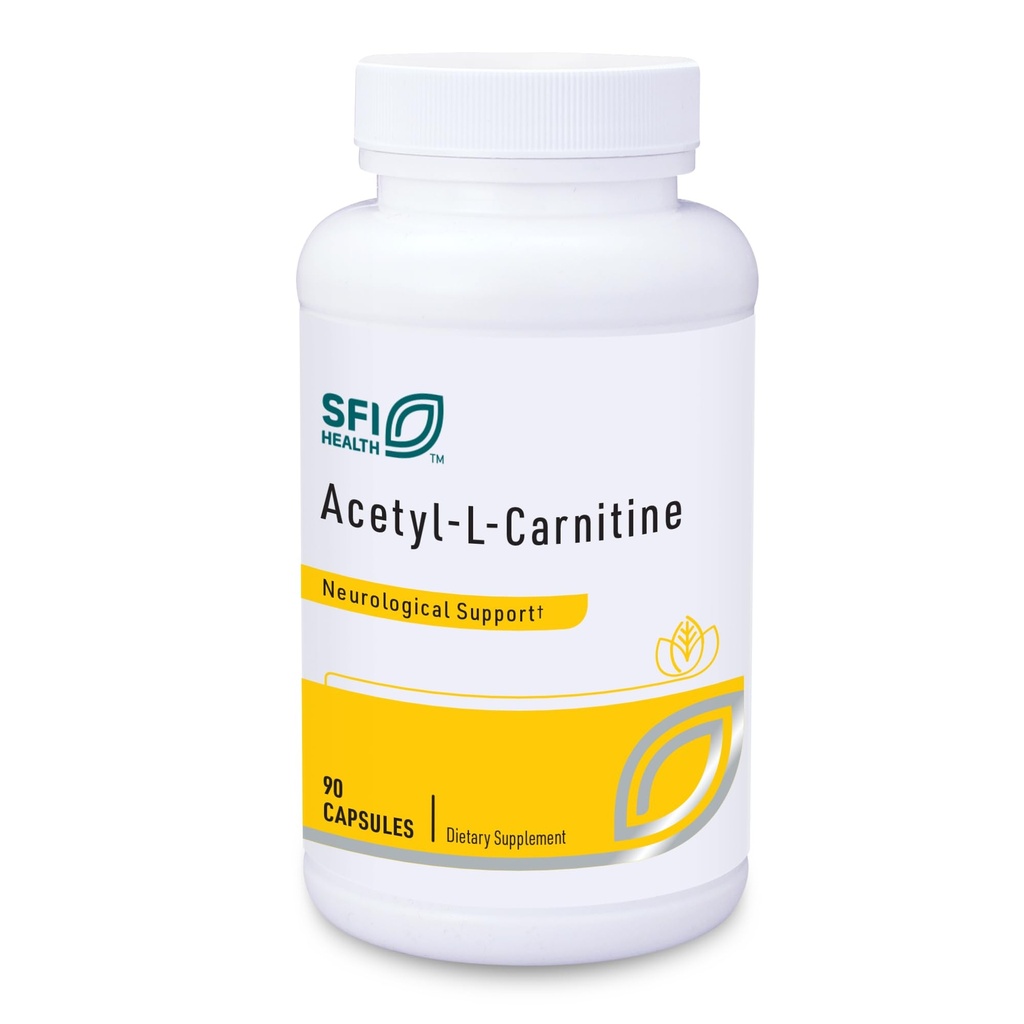 Klaire Labs SFI Health Acetil-L-Carnitine 500 mg - Supliment hipoalergic Acetil L-Carnitine - Promovează sănătatea cognitivă, producția de energie și suport pentru creier (90 capsule)