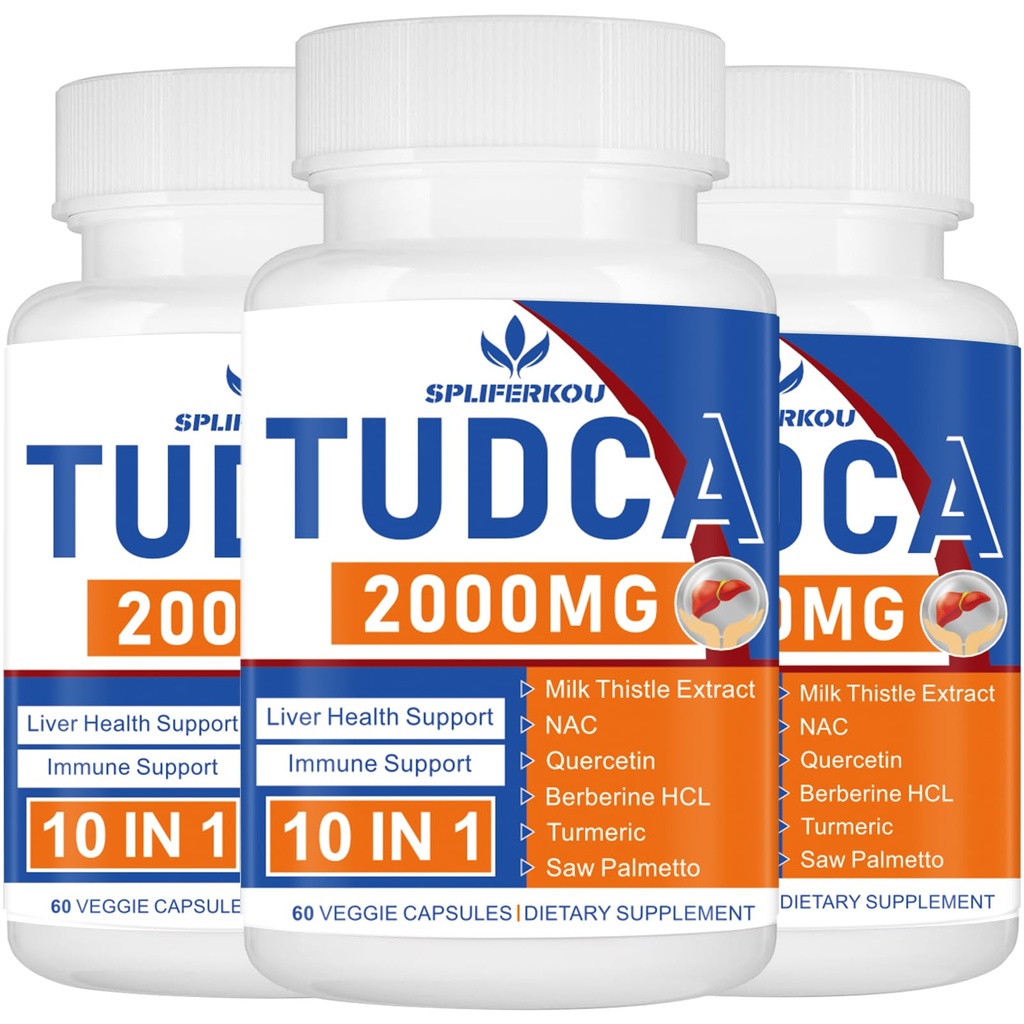2000mg Tudca supliment de suport pentru ficat, Tudca Bile sare cu lapte Thistle şi NAC, 180 capsule pentru 90 zile, suport pentru ficat, detoxifiere, sistem imunitar