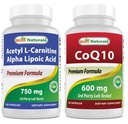 Cele mai bune naturale Acetil L-Carnitină și Alpha Acid lipoic 750 mg & CoQ10 600 mg