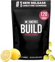 Xwerks Construiesc Gume Creatine pentru bărbaţi şi femei, 120 Conte, 100% Creatină pură Monohidrat, Lemon Aroma musculare Gumies 4g Per Servire, Pre Antrenament Anti Topire, 5000mg Total Creatina