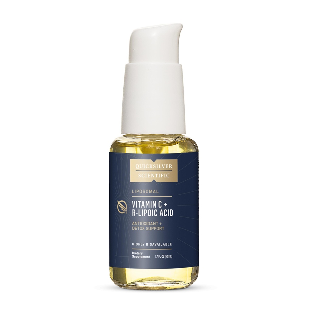 Quicksilver Scientific Vitamina C + R Acid lipoic - Vitamina lipozomal C cu RLA - Antioxidant, Detox & Imunum Supplement - cu absorbţie superioară (50 ml)