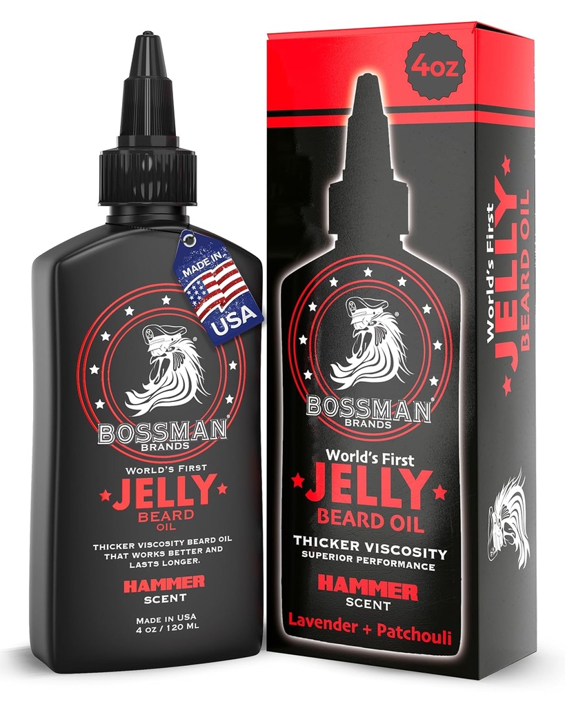 Bossman Jelly Beard ulei pentru bărbați (4 oz, Hammer Scent) 