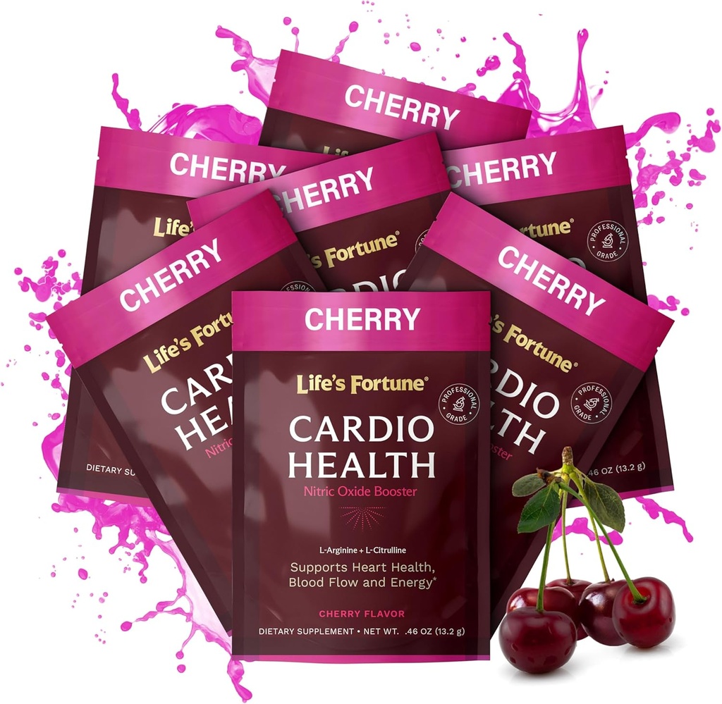 Fortune Life L Arginine L Pudră de supliment citrulline - potenta ridicata supliment oxid azotic Booster cu aroma de cireșe naturale (7 serviri (Pachet de 1), Cherry)