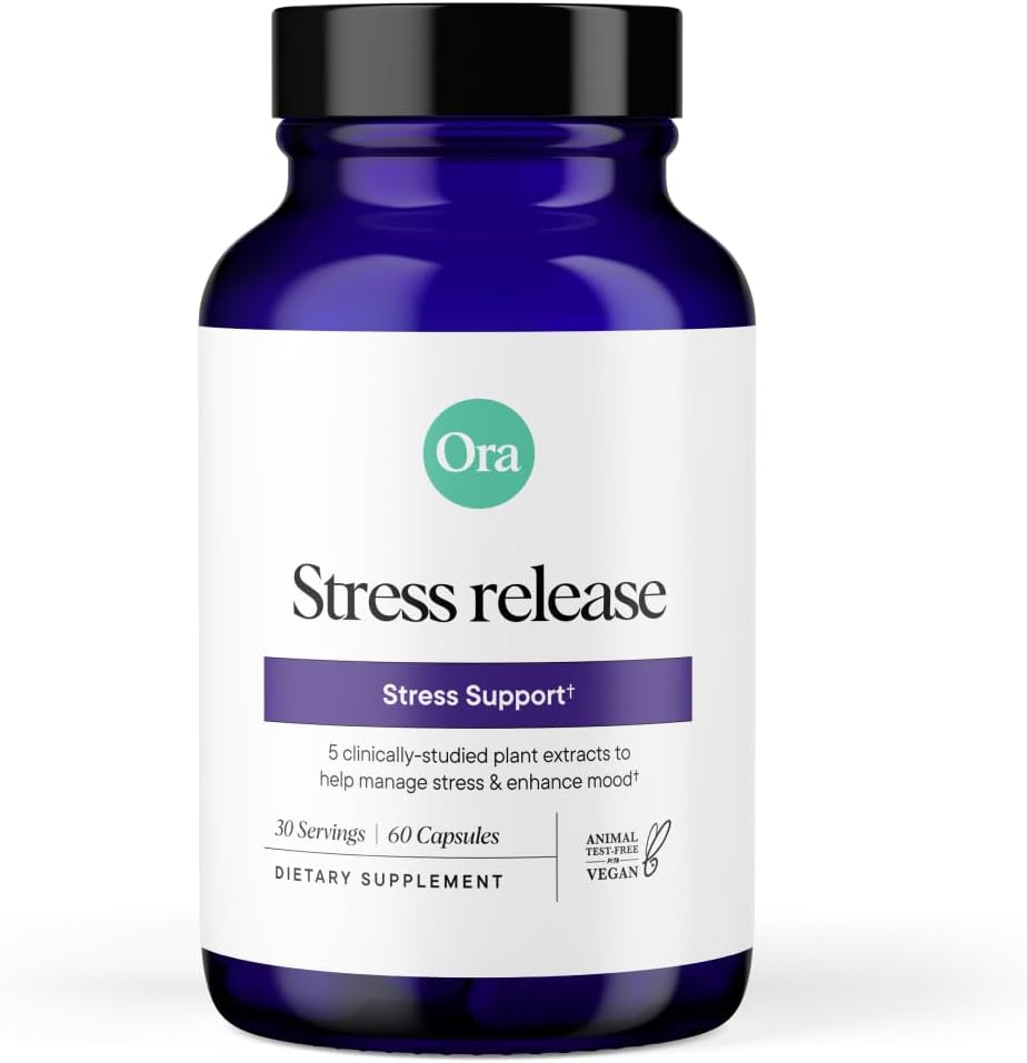 Ora Organic - supliment de ajutor de stres - Sprijină Mood & Mental Focus - Simțiți-vă calm și relaxat - Senzoril Ashwagandha, Saffron, Ginseng, L-Theanine, Lemon Balm - 60 Capsule
