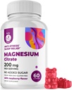 DR. MORITZ Magneziu Citrate Gumiile pentru adulți - Gume de magneziu fără zahăr - Sprijină un răspuns de stres sănătos - aroma de zmeură - non-GMO, 200 mg (conte 60)