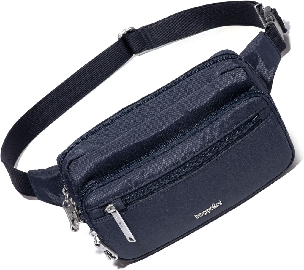 Baggallini Securetex Anti-Theft Belt Fanny Pack pentru femei portofel RFID blocare Zipper-Travel Bag Crossbody Purse
