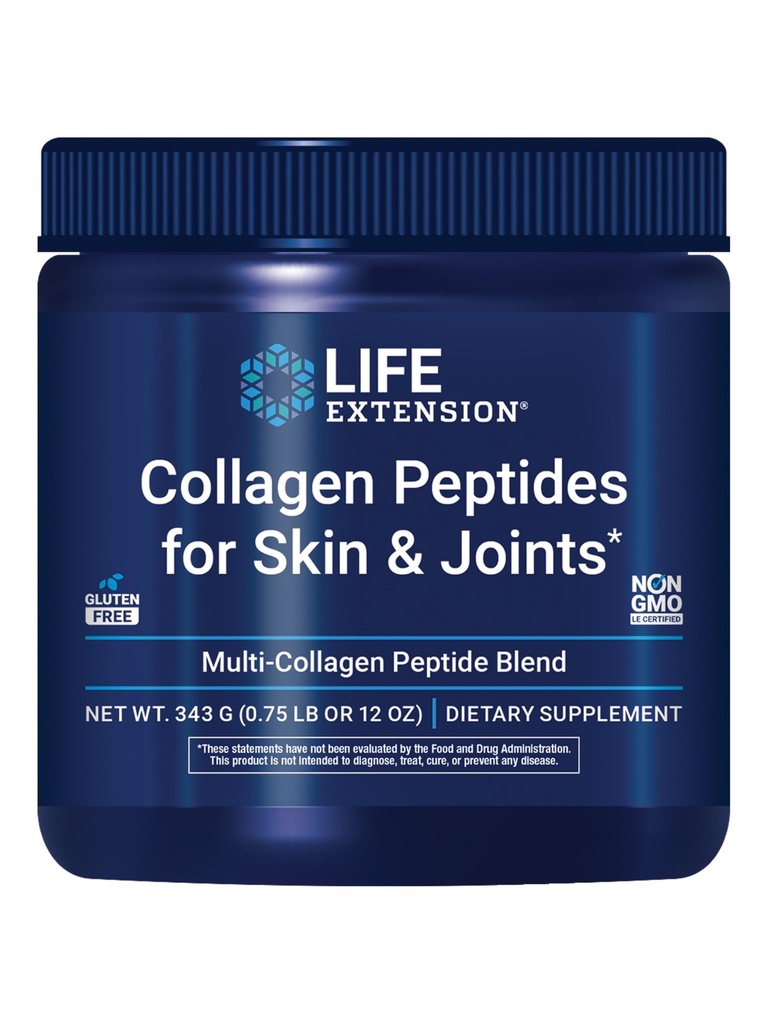 Life Extensie Colagen Peptides pentru Piele & Articulații, Colagen Tipuri I, II și III într-o pulbere Easy-Mix, Gluten gratuit, Non-GMO, net Greutate 343 Grams