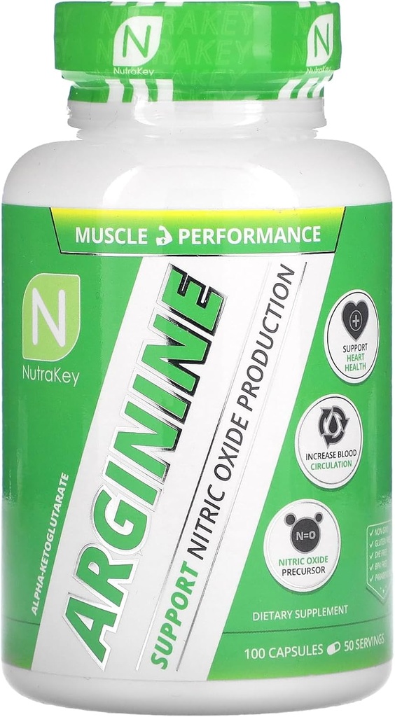NutraKey Arginine 500mg, 100 Conte