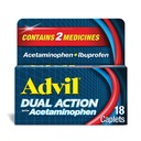 Advil Dual Acţiune acoperite Caplete cu Acetaminofen, 125mg Ibuprofen şi 250mg Acetaminofen Per Caplet pentru 8 Ore Pain Relief - 18 Conte