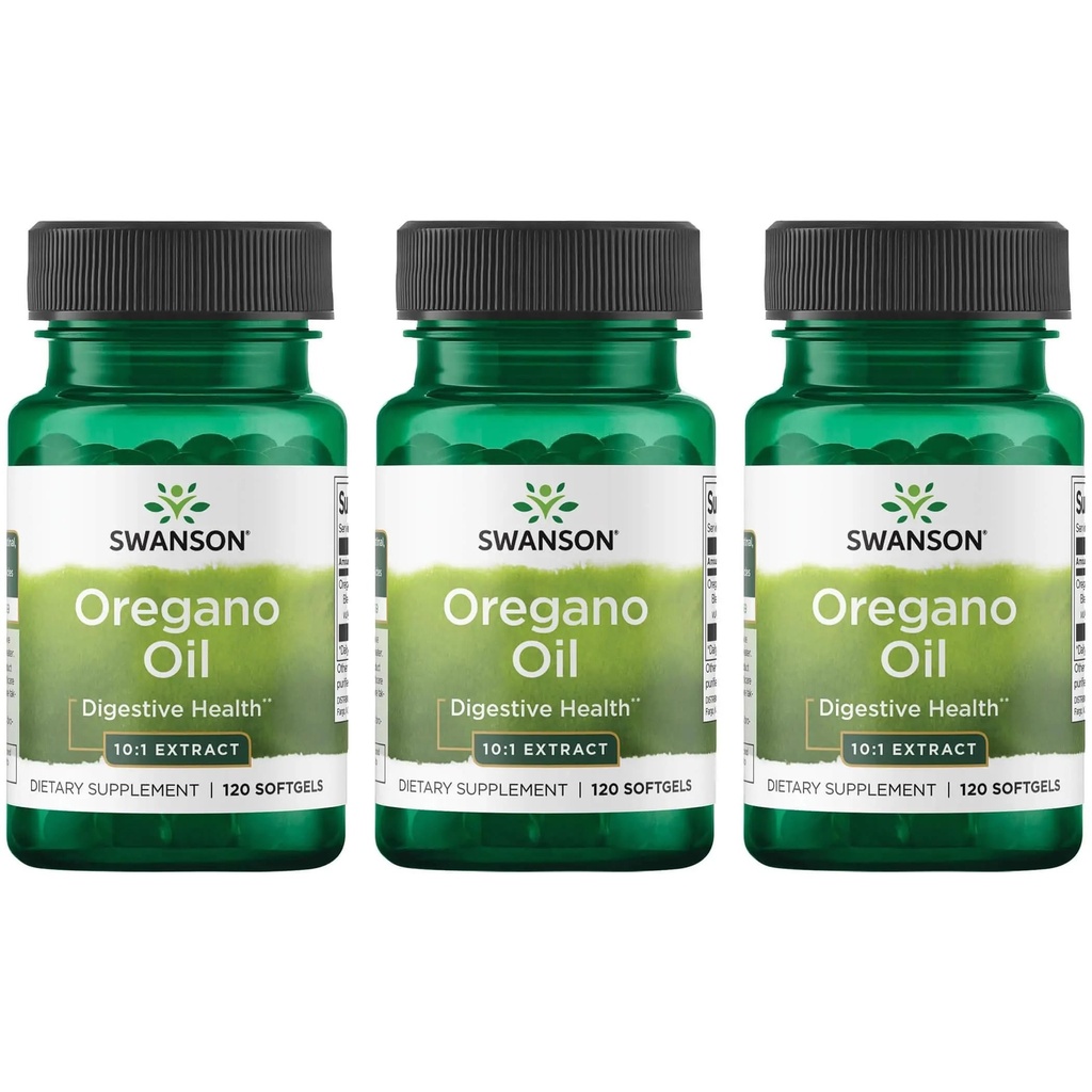 Swanson Ulei Oregano 10:1 Extract - Supliment natural de promovare sanatate digestiva si suport respirator - Suporturi Sistemul gastro-intestinal si sanatatea tractului urinar - (120 Softgels, 150mg Fiecare) (3 ambalaj)