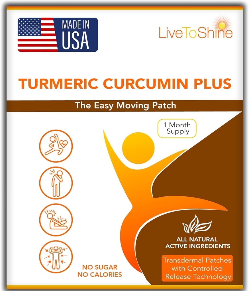 Live To Shine Curcumic Curcumin Petice Topical pentru bărbaţi şi femei - 30 zile de aprovizionare 
