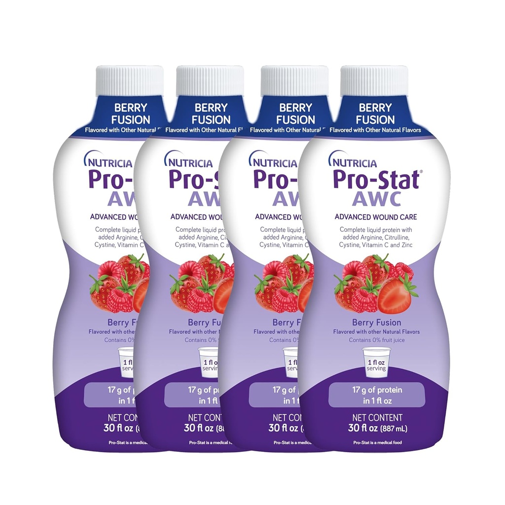 Pro-Stat Advanced Wound Care (AWC), Concentrat Liquid Protein Medical Food - Berry Fusion Flavor, 30 Fl Oz flacon (Cazul de 4)