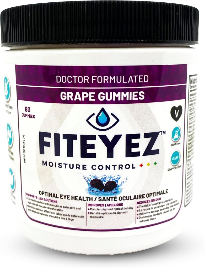 Vitamine oculare Gume - Astaxantină, Lutein și Zeaxanthin Suplimente - 11 Nutrienți oculari esențiali - non-GMO & Gluten supliment liber - Include vitamina E, B1, B6, B9 & B12-60 Gume