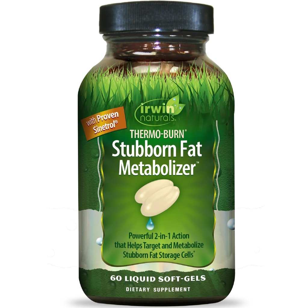 Irwin Naturals Thermo-Burn Încăpățânat Metabolizator de grăsime - 60 lichid Soft-Gels - Combine extract de ceai verde (EGCG), ulei MCT & Cafeina - 20 Serviri