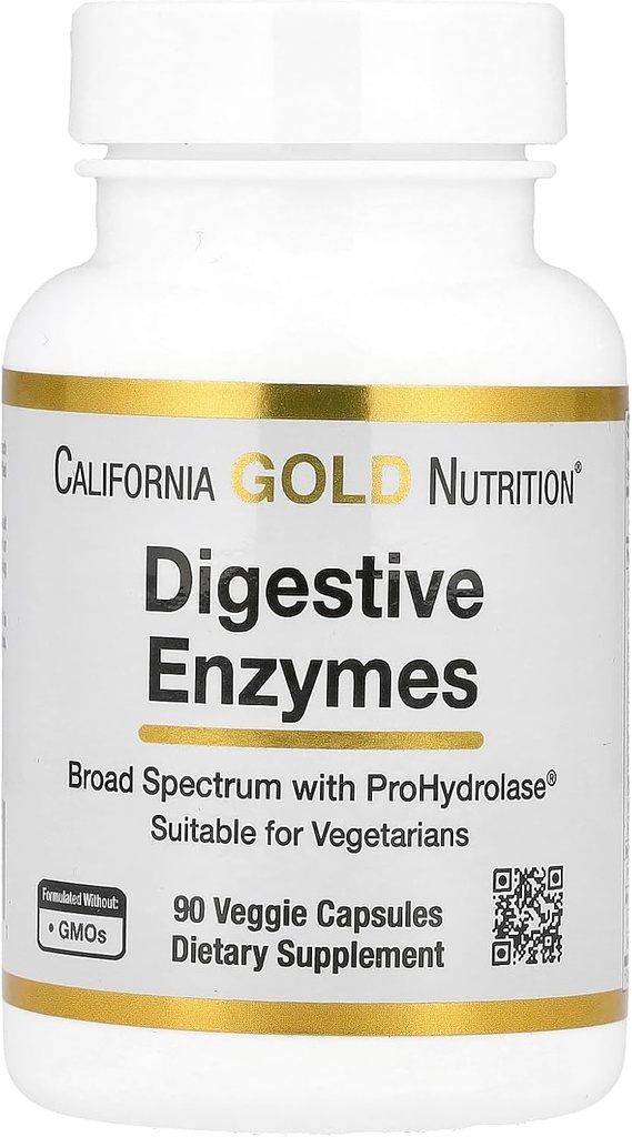 California Gold Nutritie Enzime digestive, Spectrum larg, potrivit pentru vegetarieni, 90 Capsule vegetale