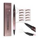 2-in-1 Creion sprânceană curbată și eyeliner cu 10Pcs Brow Stencils, Microblading Eyebrow Pencil cu 4 Fork-Tip și curbate Precise Sfat, impermeabil și lung creion sprâncene pentru femei, Dark Brown