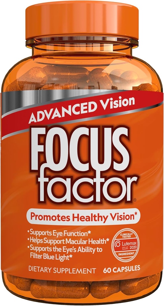 Concentrat Factor Advanced Vision Formula (60 Count) - Vitamine oculare cu vitamina C, vitamina E, Lutemax® 2020 - Lutein și Zeaxanthin Supliment pentru suport de sănătate oculară