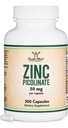 Picolinat de zinc 50mg, 300 capsule (Suport imunitar) Non-GMO, Gluten gratuit (300 zile de aprovizionare) de suplimente de lemn dublu