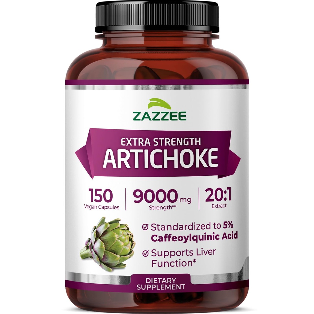 Zazzee Extra Force Anghike 20:1 Extract, 9000 mg Putere, 5% Acid caffeoilchinic, 150 capsule Vegan, 5 luni de aprovizionare, concentrat și standardizate 20X extract, non-GMO și toate-naturale