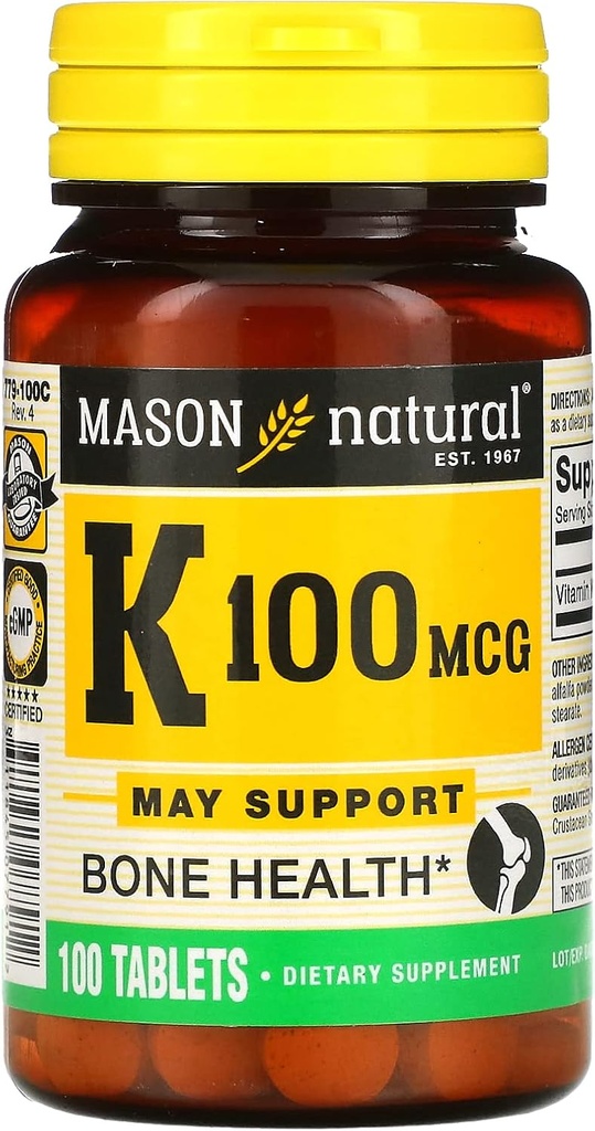 MASON NATURAL Vitamina K, 100 mcg, 100 comprimate