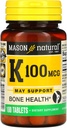 MASON NATURAL Vitamina K, 100 mcg, 100 comprimate