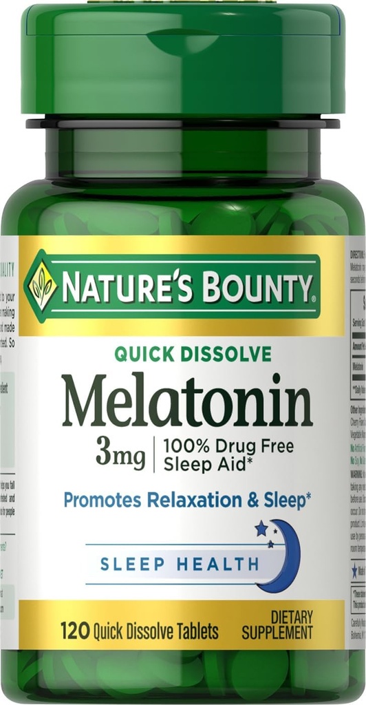 Comprimate de melatonină bounty naturii, 3 mg, 120 Count