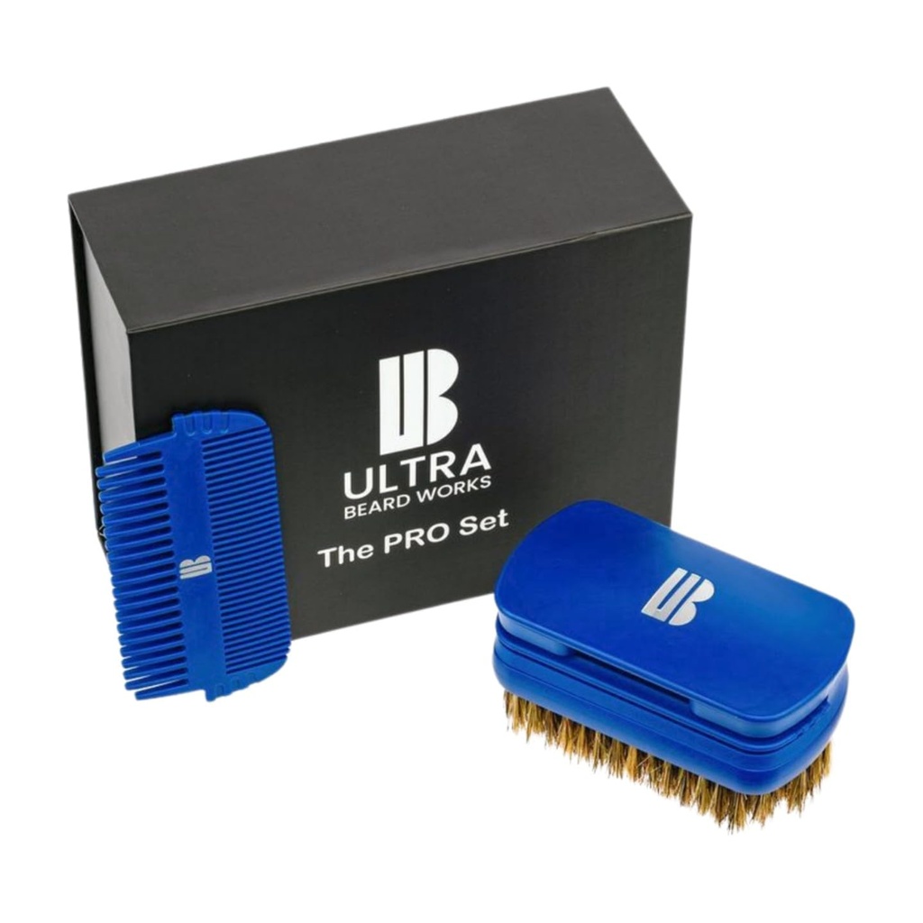 Kit Magnetized 'Pro' Barbă - Ultimate 3-in-1 Set detasabil cu Mirror, Bor Bristle Brush, și Două Combs