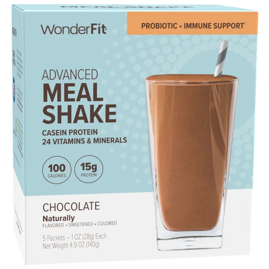 WonderFit by WonderSlim Protein Meal Shake, Chocolate, Probiotic & Immune Support, Gluten Free (5ct)