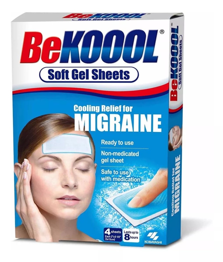 Fi Koool de răcire Relief pentru Migrene, Gel Soft Foi, 4 foi (Pachet de 4)