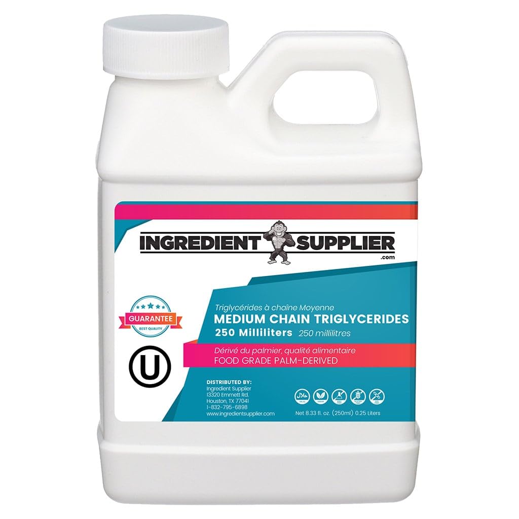 Ulei MCT - 250ml (8.33 Oz.) Derivat durabil de Palm - grad alimentar USP - non OMG - Halal - pentru nutriție sportivă, dieta Keto sau Paleo, energie curată, extracte