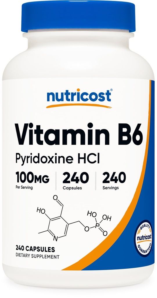 Nutricost Vitamina B6 (Piridoxină HCl) 100 mg, 240 capsule